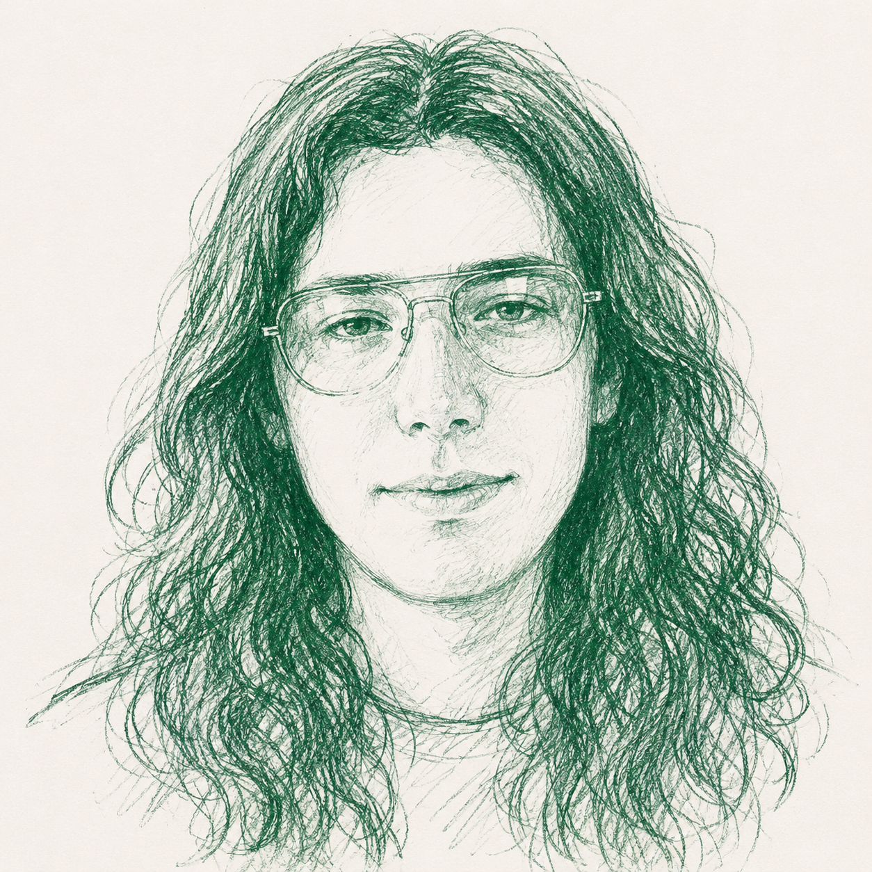 Pen sketch portrait of Danny Wardle